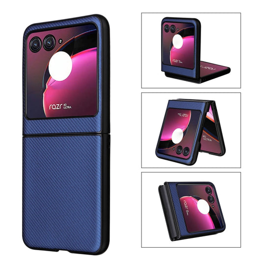 For Motorola Moto Razr 40 Ultra PU Leather PC Phone Case(Blue) - Motorola Cases by buy2fix | Online Shopping UK | buy2fix