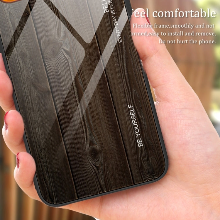 For iPhone 16 Pro Max Wood Grain Glass Phone Case(Dark Brown) - iPhone 16 Pro Max Cases by buy2fix | Online Shopping UK | buy2fix