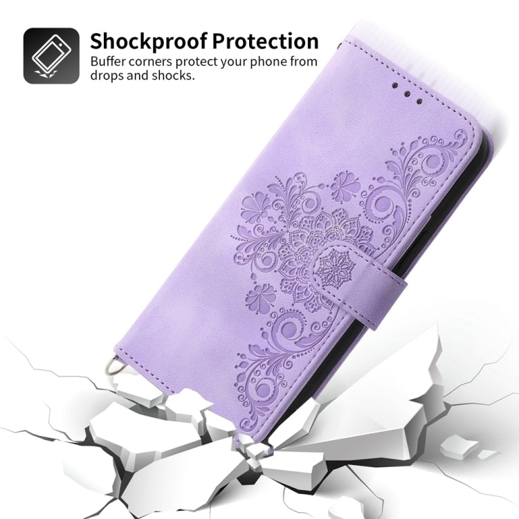 For Xiaomi 14 Skin-feel Flowers Embossed Wallet Leather Phone Case(Purple) - 14 Cases by buy2fix | Online Shopping UK | buy2fix
