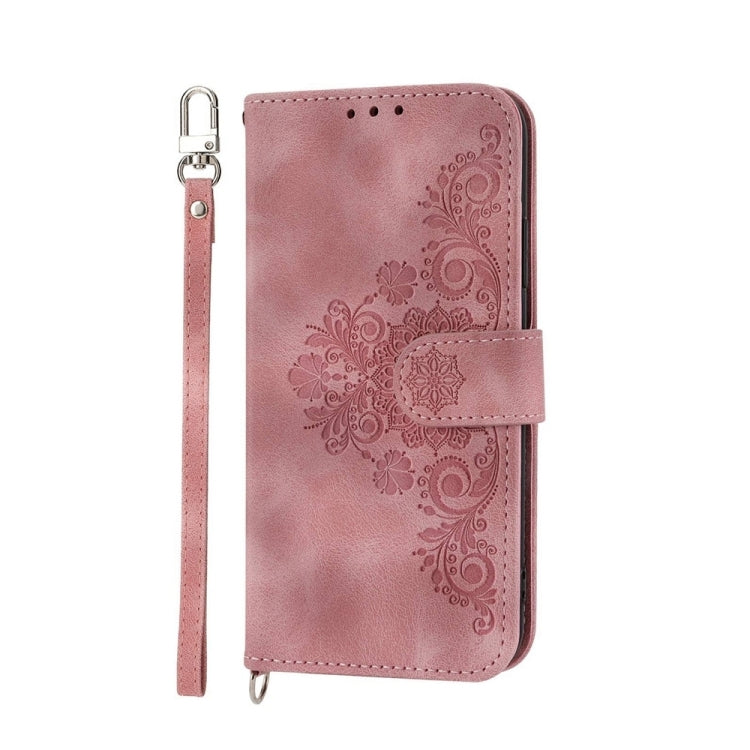 For Xiaomi Redmi 13C Skin-feel Flowers Embossed Wallet Leather Phone Case(Pink) - 13C Cases by buy2fix | Online Shopping UK | buy2fix