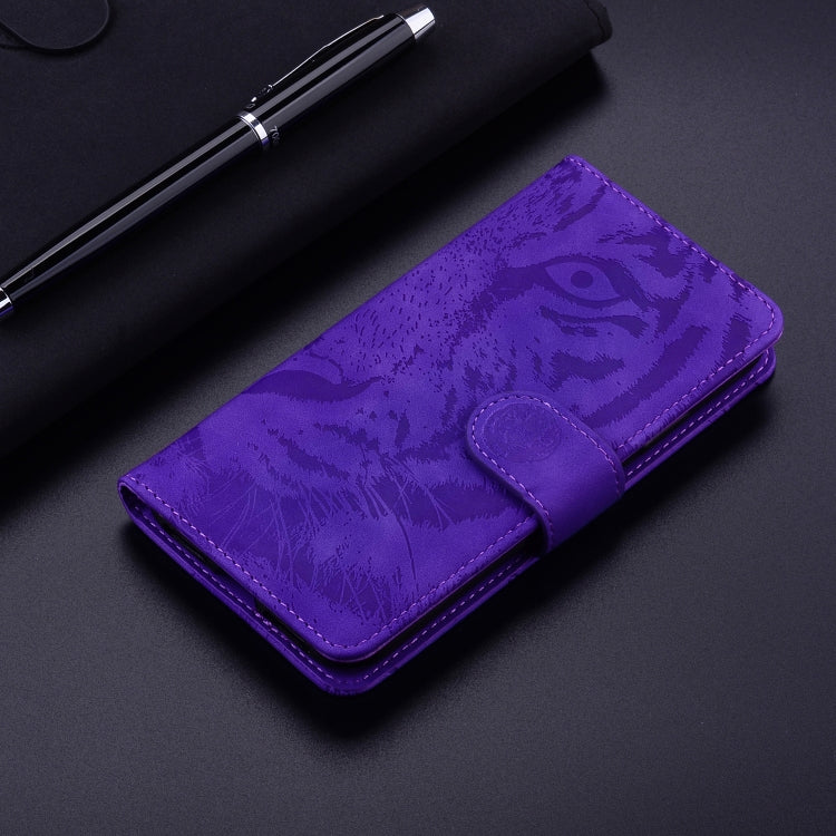 For Motorola Moto G Play 4G 2024 Tiger Embossing Pattern Leather Phone Case(Purple) - Motorola Cases by buy2fix | Online Shopping UK | buy2fix