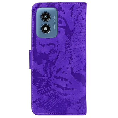 For Motorola Moto G Play 4G 2024 Tiger Embossing Pattern Leather Phone Case(Purple) - Motorola Cases by buy2fix | Online Shopping UK | buy2fix