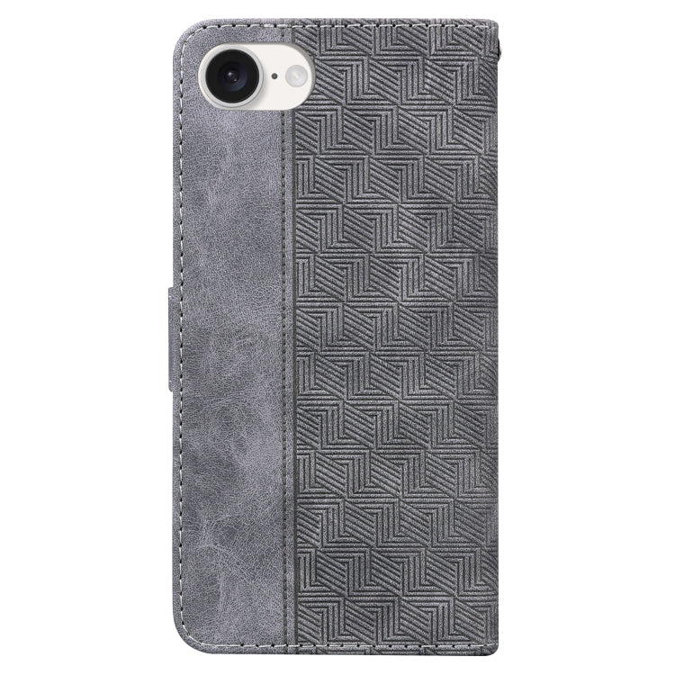 For iPhone SE 2024 Geometric Embossed Leather Phone Case(Grey) - More iPhone Cases by buy2fix | Online Shopping UK | buy2fix