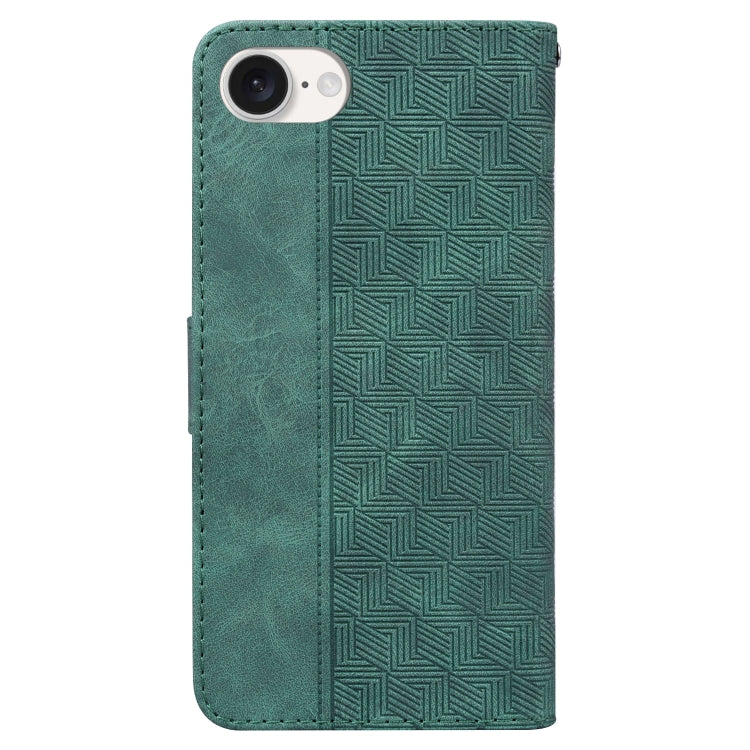 For iPhone SE 2024 Geometric Embossed Leather Phone Case(Green) - More iPhone Cases by buy2fix | Online Shopping UK | buy2fix