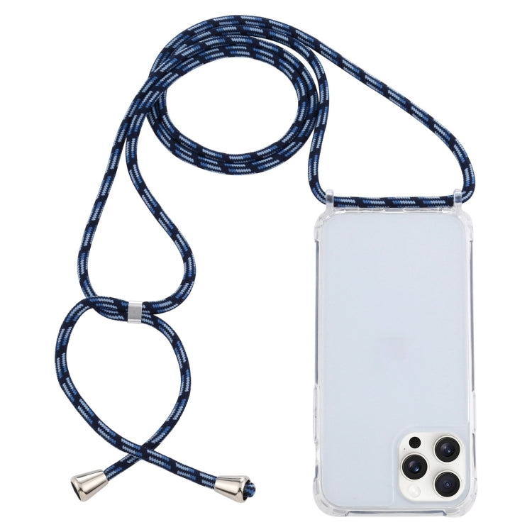 For iPhone 16 Pro Max Transparent Acrylic Airbag Shockproof Phone Protective Case with Lanyard(Gradient Blue) - iPhone 16 Pro Max Cases by buy2fix | Online Shopping UK | buy2fix