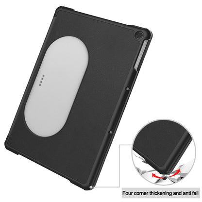 For Google Pixel Tablet Custer Pure Color 3-Fold Holder Smart Leather Tablet Case(Black) - Google by buy2fix | Online Shopping UK | buy2fix