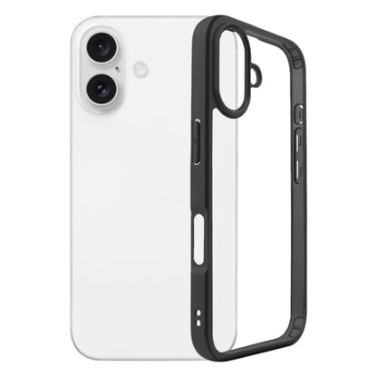 For iPhone 16 Plus Frosted TPU + Transparent PC Phone Case(Black) - iPhone 16 Plus Cases by buy2fix | Online Shopping UK | buy2fix