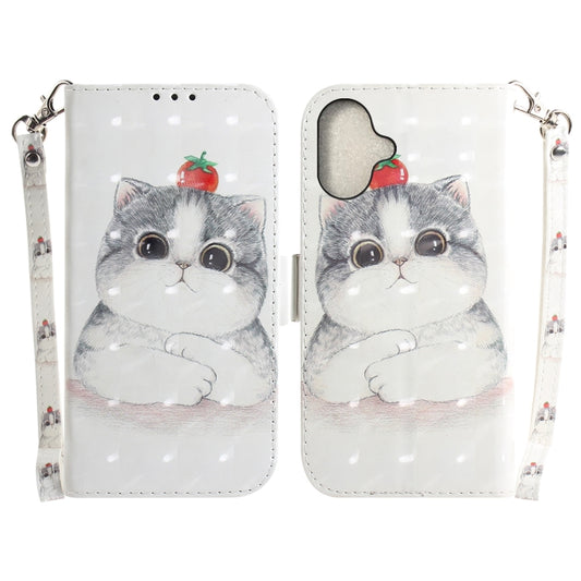 For iPhone 16 Plus 3D Colored Horizontal Flip Leather Phone Case(Cute Cat) - iPhone 16 Plus Cases by buy2fix | Online Shopping UK | buy2fix