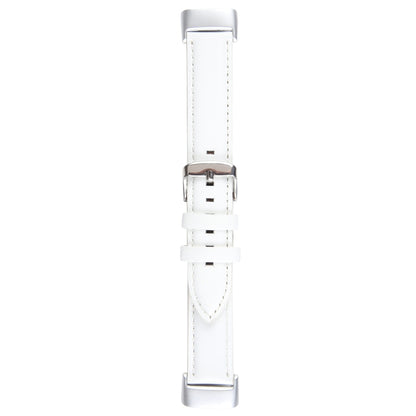 For Fitbit Charge 5 18mm Bamboo Joint Texture Genuine Leather Watch Band(White) - Watch Bands by buy2fix | Online Shopping UK | buy2fix