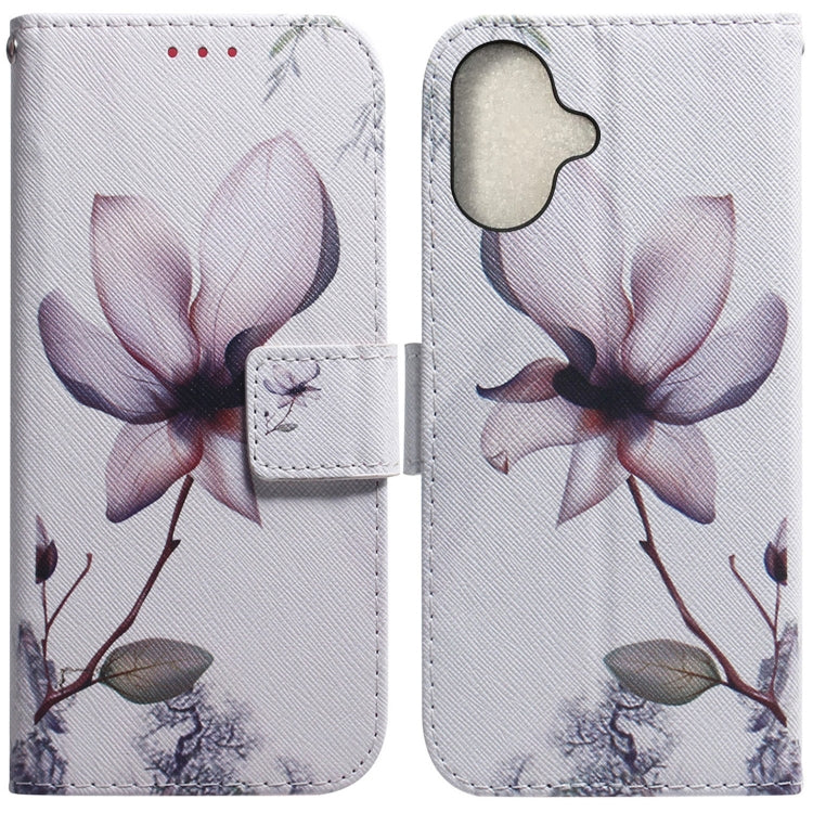 For iPhone 16 Plus Coloured Drawing Flip Leather Phone Case(Magnolia) - iPhone 16 Plus Cases by buy2fix | Online Shopping UK | buy2fix