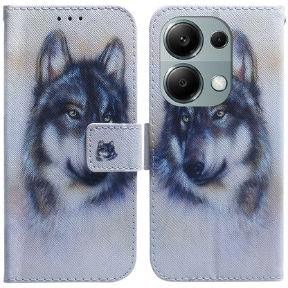For Xiaomi Poco M6 Pro 4G Coloured Drawing Flip Leather Phone Case(White Wolf) - Xiaomi Cases by buy2fix | Online Shopping UK | buy2fix