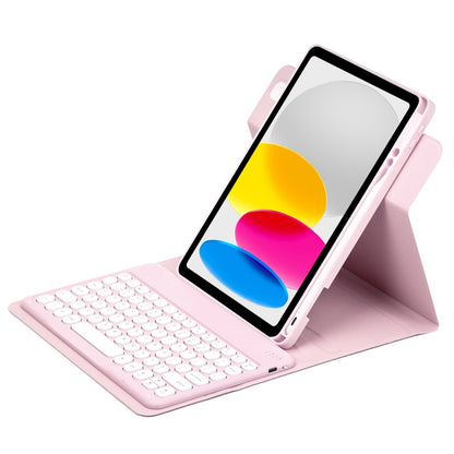 For iPad 10th Gen 10.9 2022 Round Button 360 Degree Rotatable Bluetooth Keyboard Leather Case(Pink) - Universal by buy2fix | Online Shopping UK | buy2fix