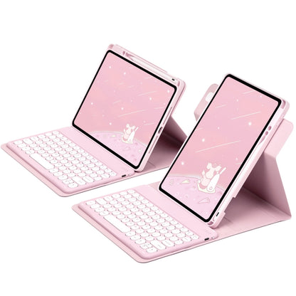 For iPad 10th Gen 10.9 2022 Round Button 360 Degree Rotatable Bluetooth Keyboard Leather Case(Pink) - Universal by buy2fix | Online Shopping UK | buy2fix