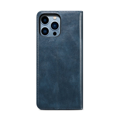 For iPhone 16 Pro Max Oil Wax Crazy Horse Texture Leather Phone Case(Blue) - iPhone 16 Pro Max Cases by buy2fix | Online Shopping UK | buy2fix