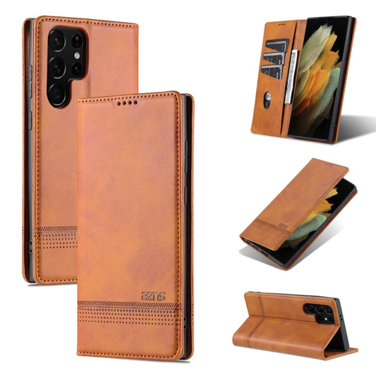 For Samsung Galaxy S24 Ultra 5G AZNS Magnetic Calf Texture Flip Leather Phone Case(Light Brown) - Galaxy S24 Ultra 5G Cases by AZNS | Online Shopping UK | buy2fix