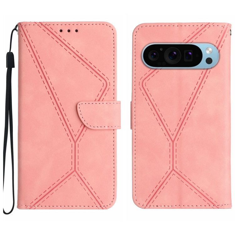 For Google Pixel 9 Stitching Embossed Leather Phone Case(Pink) - Google Cases by buy2fix | Online Shopping UK | buy2fix