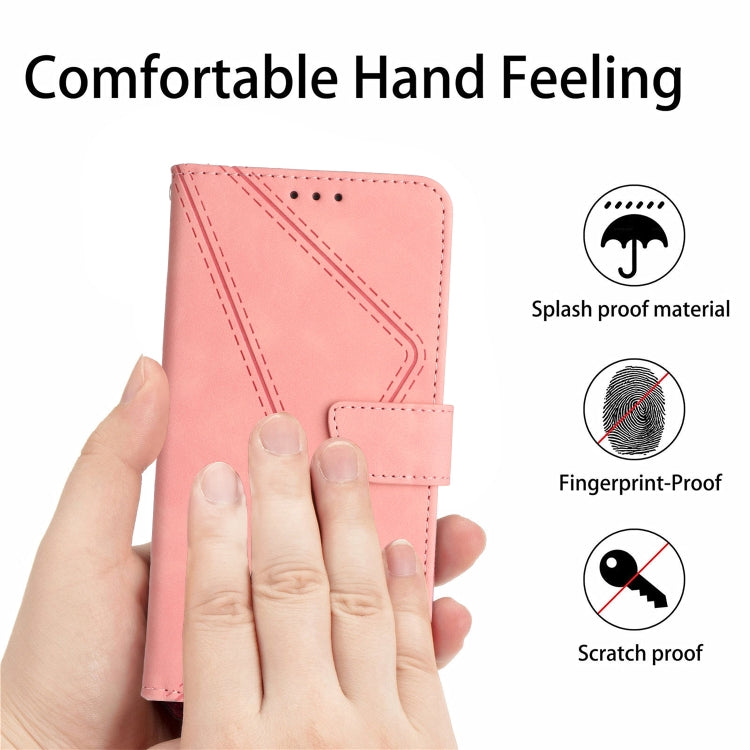 For Google Pixel 9 Stitching Embossed Leather Phone Case(Pink) - Google Cases by buy2fix | Online Shopping UK | buy2fix