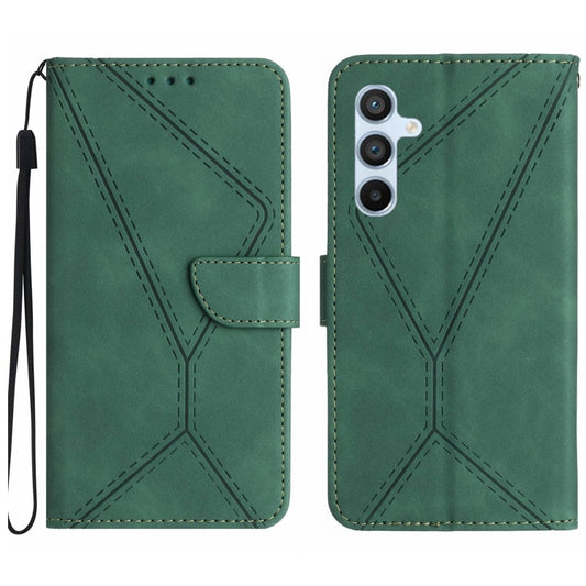 For Samsung Galaxy A55 5G Stitching Embossed Leather Phone Case(Green) - Galaxy Phone Cases by buy2fix | Online Shopping UK | buy2fix