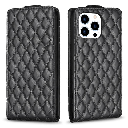 For iPhone 16 Pro Diamond Lattice Vertical Flip Leather Phone Case(Black) - iPhone 16 Pro Cases by buy2fix | Online Shopping UK | buy2fix