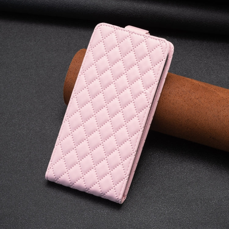 For iPhone 16 Pro Diamond Lattice Vertical Flip Leather Phone Case(Pink) - iPhone 16 Pro Cases by buy2fix | Online Shopping UK | buy2fix