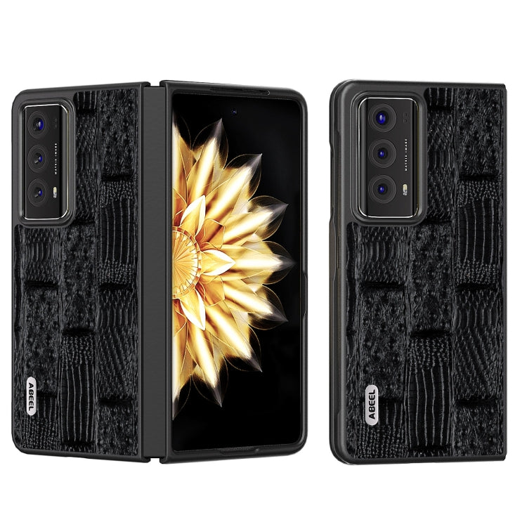 For Honor Magic V2 ABEEL Genuine Leather Mahjong Pattern Black Edge Phone Case(Black) - Honor Cases by buy2fix | Online Shopping UK | buy2fix