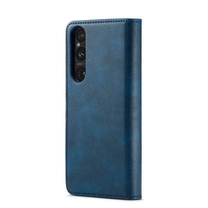 For Sony Xperia 1 V DG.MING Crazy Horse Texture Detachable Magnetic Leather Phone Case(Blue) - Sony Cases by DG.MING | Online Shopping UK | buy2fix