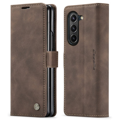 For Samsung Galaxy Z Fold5 CaseMe-013 Multifunctional Retro Frosted Leather Phone Case(Coffee) - Galaxy Z Fold5 Cases by CaseMe | Online Shopping UK | buy2fix