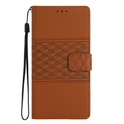 For iPhone 16 Plus Diamond Embossed Skin Feel Leather Phone Case(Brown) - iPhone 16 Plus Cases by buy2fix | Online Shopping UK | buy2fix