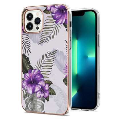 For iPhone 16 Pro Max Electroplating Pattern IMD TPU Shockproof Case(Purple Flower) - iPhone 16 Pro Max Cases by buy2fix | Online Shopping UK | buy2fix