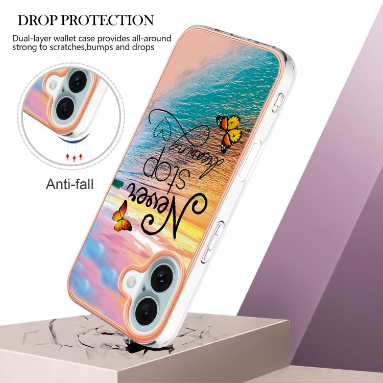 For iPhone 16 Electroplating Pattern IMD TPU Shockproof Case(Dream Chasing Butterfly) - iPhone 16 Cases by buy2fix | Online Shopping UK | buy2fix