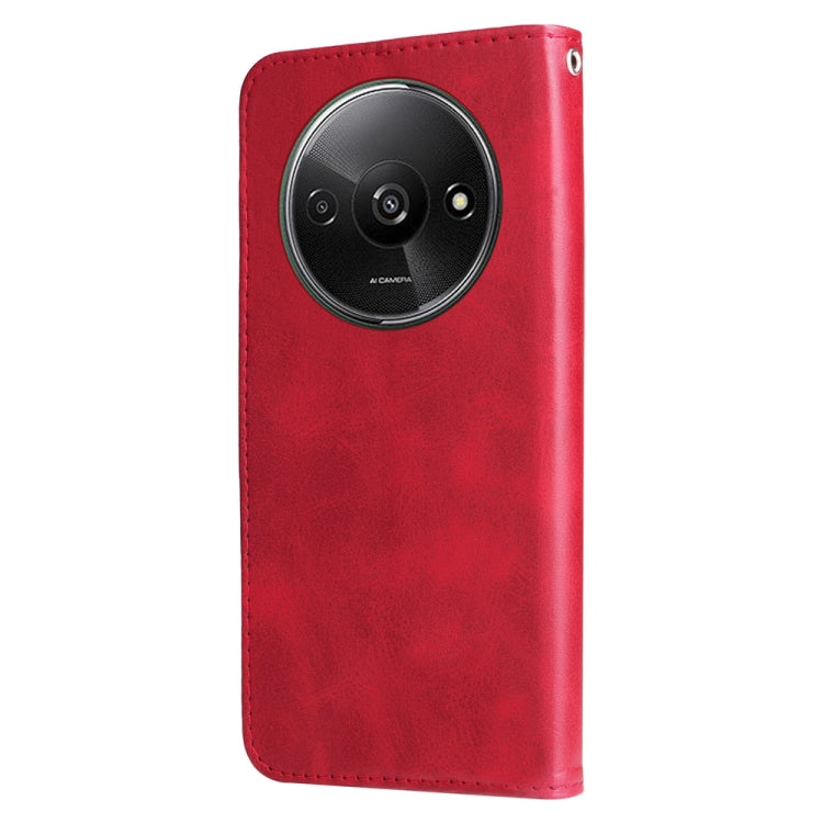 For Xiaomi Redmi A3 Fashion Calf Texture Zipper Leather Phone Case(Red) - Xiaomi Cases by buy2fix | Online Shopping UK | buy2fix