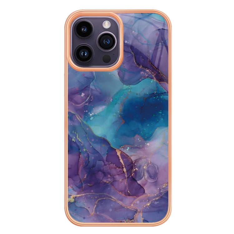 For iPhone 16 Pro Max Electroplating Marble Dual-side IMD Phone Case(Purple 016) - iPhone 16 Pro Max Cases by buy2fix | Online Shopping UK | buy2fix