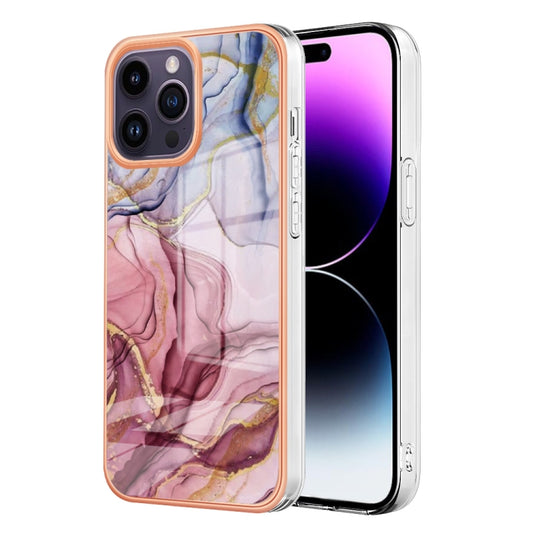 For iPhone 16 Pro Electroplating Marble Dual-side IMD Phone Case(Rose Red 014) - iPhone 16 Pro Cases by buy2fix | Online Shopping UK | buy2fix