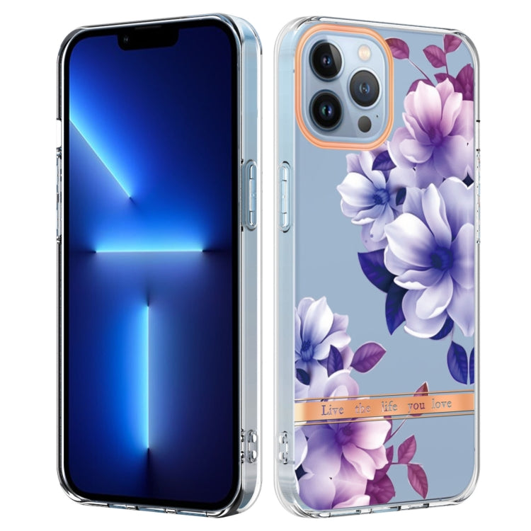 For iPhone 16 Pro Max Flowers and Plants Series IMD TPU Phone Case(Purple Begonia) - iPhone 16 Pro Max Cases by buy2fix | Online Shopping UK | buy2fix