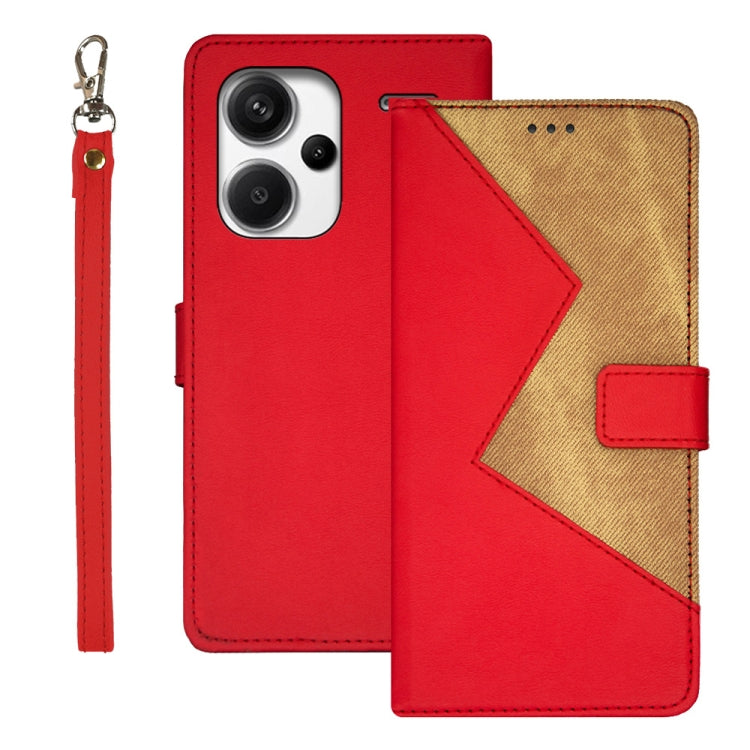 For Xiaomi Redmi Note 13 Pro+ 5G idewei Two-color Splicing Leather Phone Case(Red) - Note 13 Pro+ Cases by idewei | Online Shopping UK | buy2fix