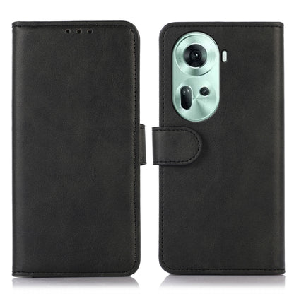 For OPPO Reno11 5G Global Cow Texture Flip Leather Phone Case(Black) - Reno11 Cases by buy2fix | Online Shopping UK | buy2fix