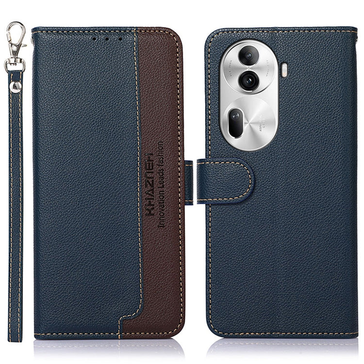 For OPPO Reno11 Pro Global KHAZNEH Litchi Texture Leather RFID Phone Case(Blue) - Reno11 Pro Cases by buy2fix | Online Shopping UK | buy2fix