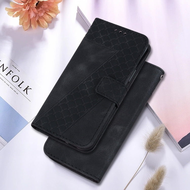 For OnePlus 13 Seven-shaped Embossed Leather Phone Case(Black) - OnePlus Cases by buy2fix | Online Shopping UK | buy2fix