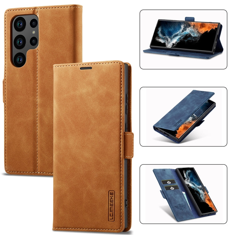 For Samsung Galaxy S24 Ultra 5G LC.IMEEKE Strong Magnetism Microfiber Leather Phone Case(Brown) - Galaxy S24 Ultra 5G Cases by LC.IMEEKE | Online Shopping UK | buy2fix