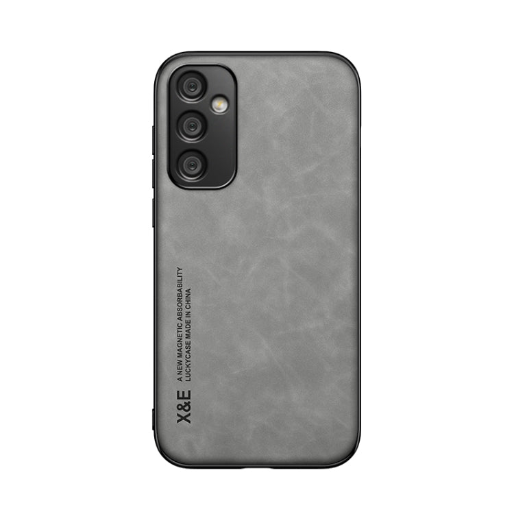 For Samsung Galaxy A35 5G Skin Feel Magnetic Leather Back Phone Case(Light Grey) - Galaxy Phone Cases by buy2fix | Online Shopping UK | buy2fix