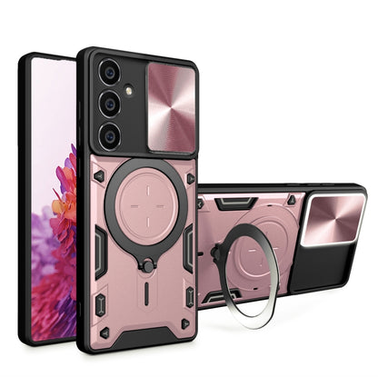 For Samsung Galaxy S23 FE 5G CD Texture Sliding Camshield Magnetic Holder Phone Case(Pink) - Galaxy S23 FE 5G Cases by buy2fix | Online Shopping UK | buy2fix