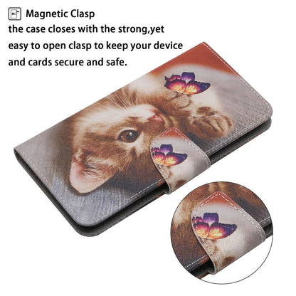 For iPhone 16 Pro 3D Colored Drawing Flip Leather Phone Case(Butterfly Cat) - iPhone 16 Pro Cases by buy2fix | Online Shopping UK | buy2fix