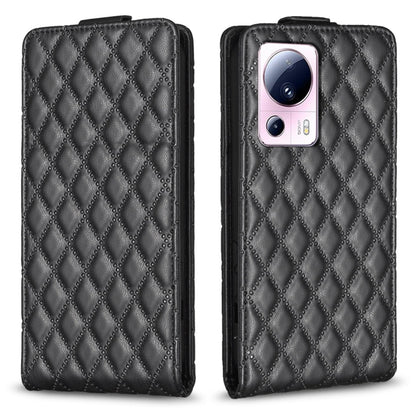 For Xiaomi 13 Lite / Civi 2 Diamond Lattice Vertical Flip Leather Phone Case(Black) - 13 Lite Cases by buy2fix | Online Shopping UK | buy2fix