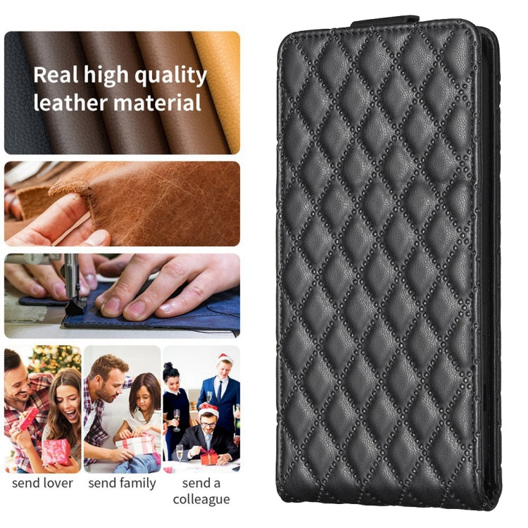 For Xiaomi 13 Lite / Civi 2 Diamond Lattice Vertical Flip Leather Phone Case(Black) - 13 Lite Cases by buy2fix | Online Shopping UK | buy2fix