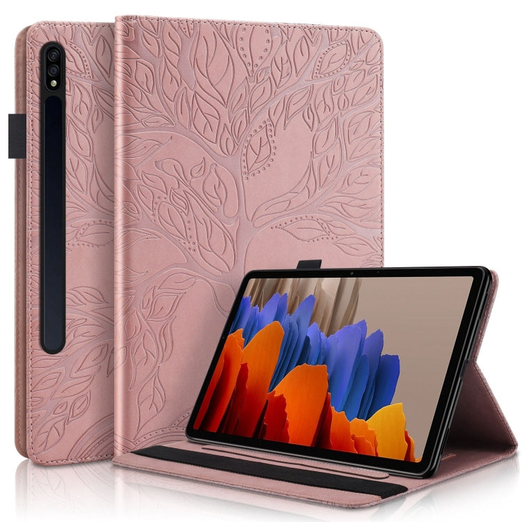 For Samsung Galaxy Tab S9+ Life Tree Series Horizontal Flip Leather Tablet Case(Rose Gold) - Galaxy Tab S9+ Cases by buy2fix | Online Shopping UK | buy2fix