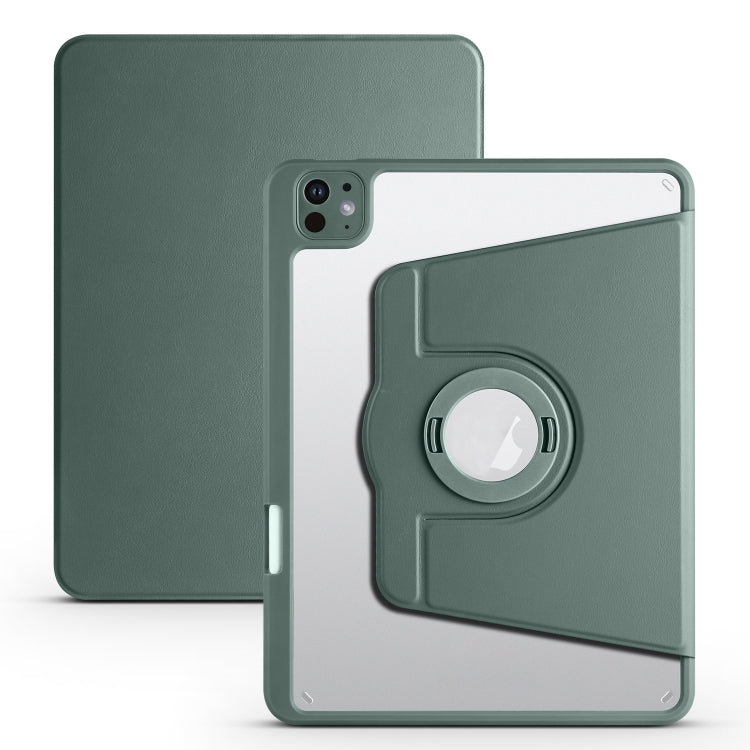 For iPad Pro 11 2024 Acrylic 360 Rotation Detachable Leather Tablet Case(Deep Green) - iPad Pro 11 2024 Cases by buy2fix | Online Shopping UK | buy2fix