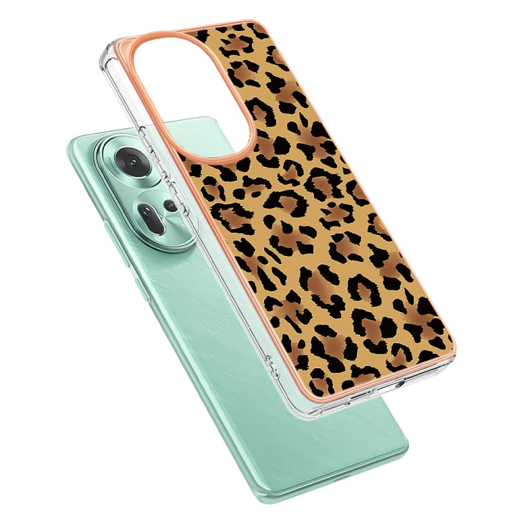 For OPPO Reno11 5G Global Electroplating Marble Dual-side IMD Phone Case(Leopard Print) - Reno11 Cases by buy2fix | Online Shopping UK | buy2fix