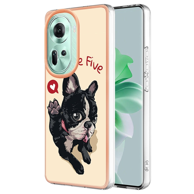 For OPPO Reno11 5G Global Electroplating Marble Dual-side IMD Phone Case(Lucky Dog) - Reno11 Cases by buy2fix | Online Shopping UK | buy2fix