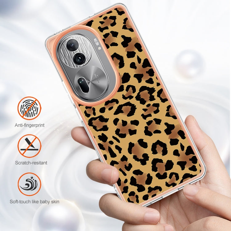For OPPO Reno11 Pro 5G Global Electroplating Marble Dual-side IMD Phone Case(Leopard Print) - Reno11 Pro Cases by buy2fix | Online Shopping UK | buy2fix