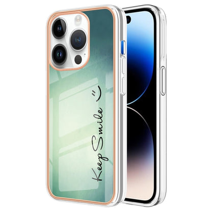 For iPhone 16 Pro Electroplating Marble Dual-side IMD Phone Case(Smile) - iPhone 16 Pro Cases by buy2fix | Online Shopping UK | buy2fix